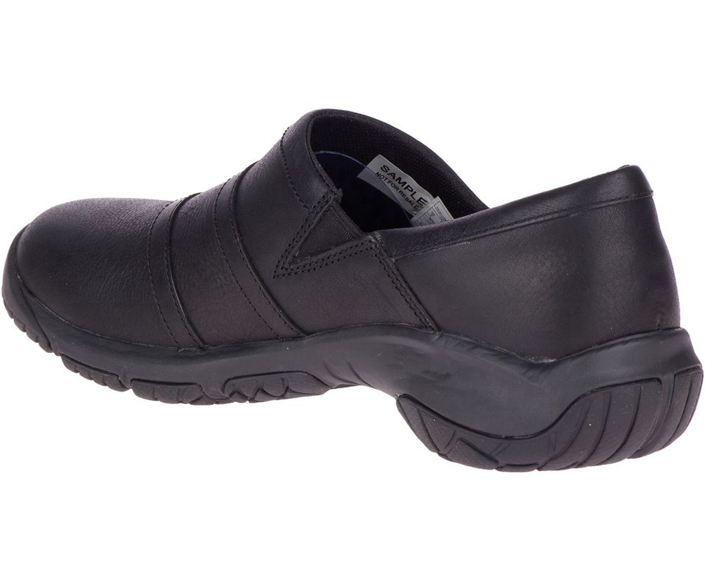Merrell Slip Ons Black - Encore Moc 4 Leather Wide Width - Womens 72PHFBJZX